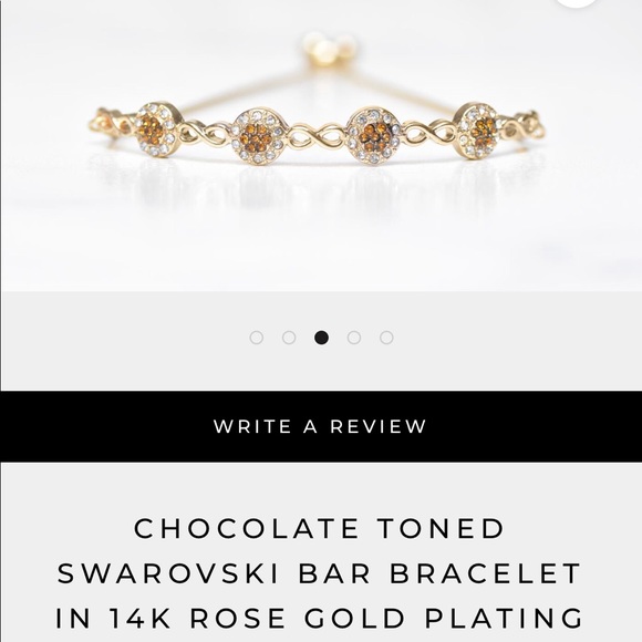 CHOCOLATE SWAROVSKI BAR BRACELET 14K GOLD PLATING - Picture 1 of 5